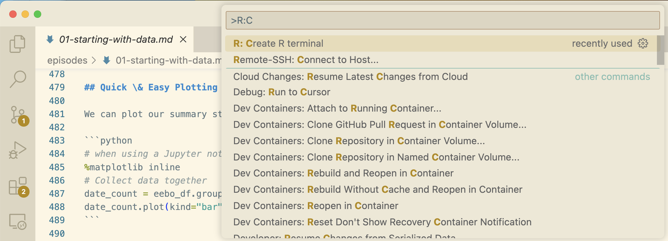 Create R Terminal in VS Code